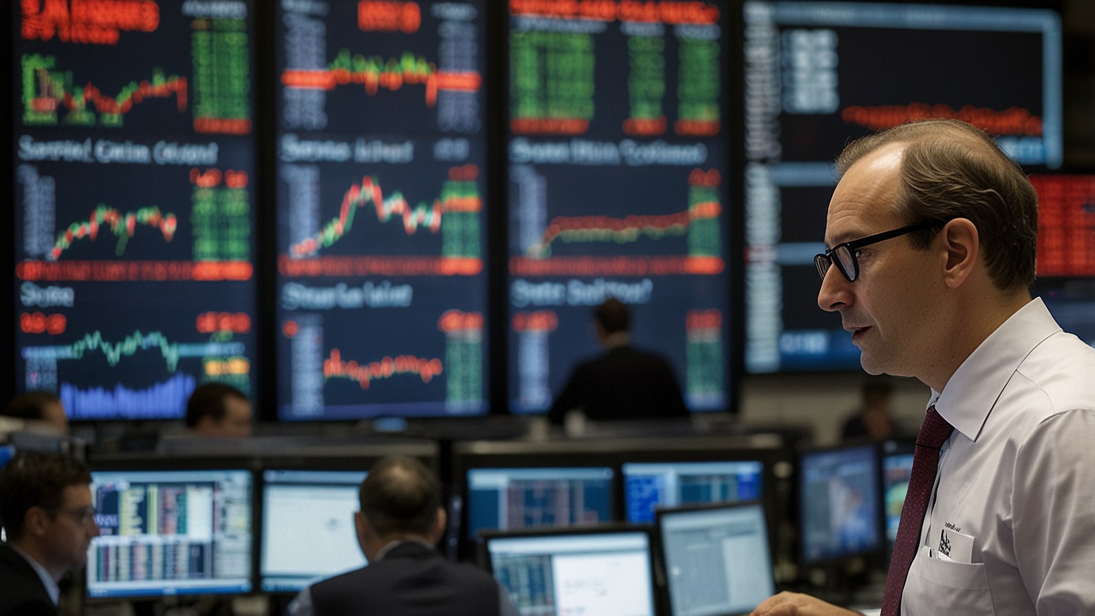 Shawbrook Group stock price rises 8% on LSE debut, marking London's biggest IPO in two years with trader monitoring real-time charts on multiple screens.