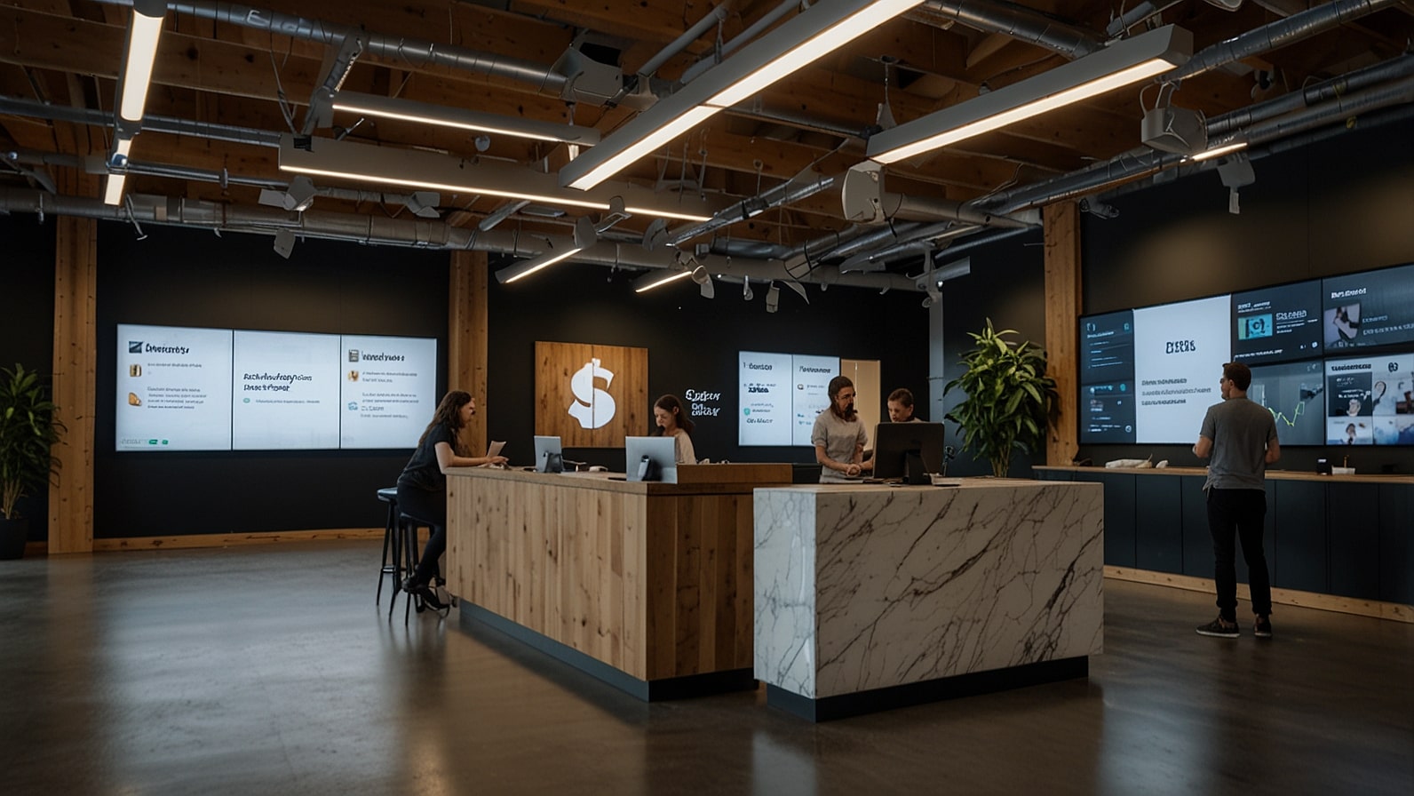 Shopify Ottawa headquarters with AI-powered checkout interface on large screen, marking Enterprise AI Suite launch October 30 2025